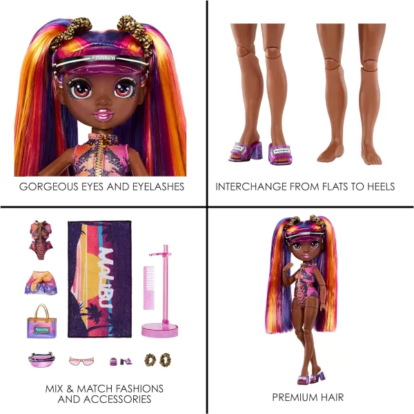 Rainbow High Pacific Coast Phaedra Westward- Sunset  Fashion Doll with 2 Designer Outfits, Pool Accessories Playset, Interchangeable Legs Fashion Doll with 2 Designer Outfits, Pool Accessories Playset, Interchangeable Legs)