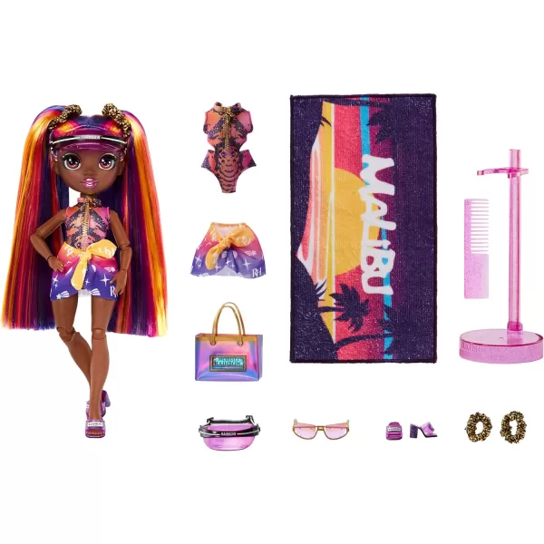 Rainbow High Pacific Coast Phaedra Westward- Sunset  Fashion Doll with 2 Designer Outfits, Pool Accessories Playset, Interchangeable Legs Fashion Doll with 2 Designer Outfits, Pool Accessories Playset, Interchangeable Legs)