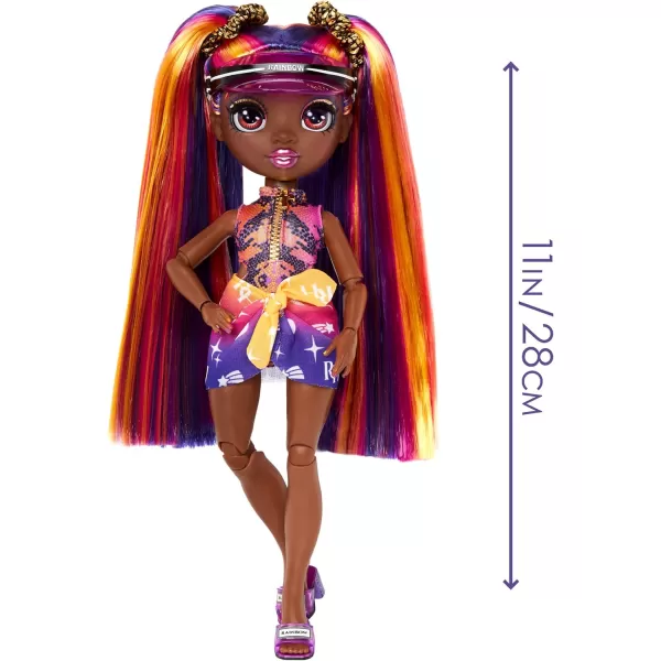 Rainbow High Pacific Coast Phaedra Westward- Sunset  Fashion Doll with 2 Designer Outfits, Pool Accessories Playset, Interchangeable Legs Fashion Doll with 2 Designer Outfits, Pool Accessories Playset, Interchangeable Legs)