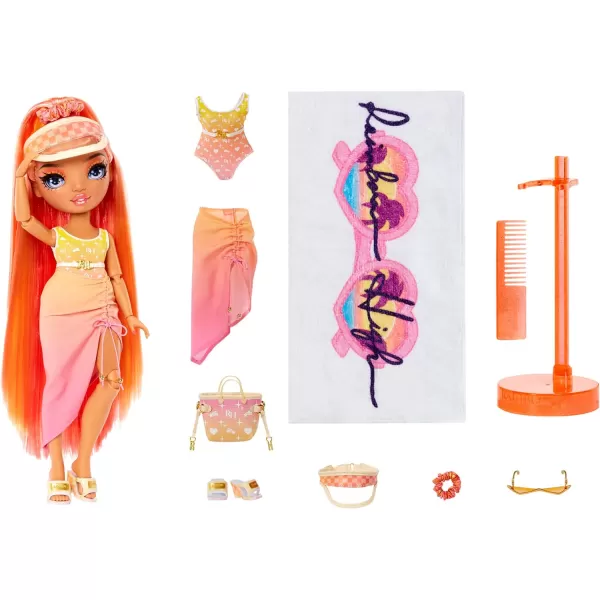 Rainbow High Pacific Coast Simone Summers- Sunrise  Fashion Doll with 2 Designer Outfits, Pool Accessories Playset, Interchangeable Legs, Toys for Kids, Great Gift for Ages 6-12+ Years Fashion Doll with 2 Designer Outfits, Pool Accessories Playset, Interchangeable Legs, Toys for Kids, Great Gift for Ages 6-12+ Years)
