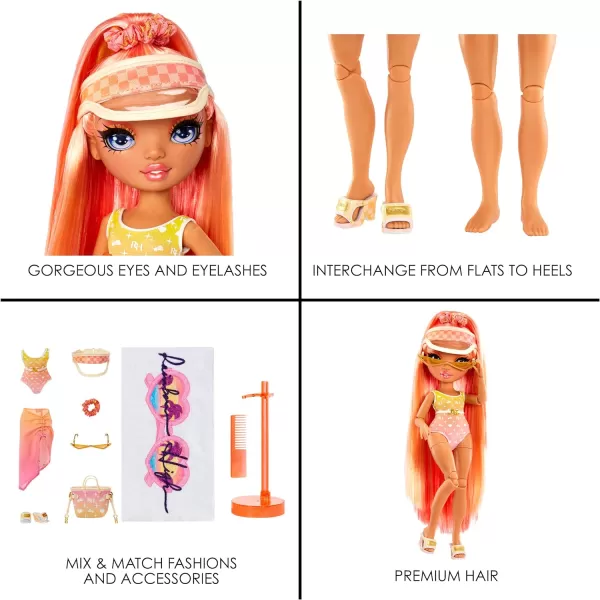 Rainbow High Pacific Coast Simone Summers- Sunrise  Fashion Doll with 2 Designer Outfits, Pool Accessories Playset, Interchangeable Legs, Toys for Kids, Great Gift for Ages 6-12+ Years Fashion Doll with 2 Designer Outfits, Pool Accessories Playset, Interchangeable Legs, Toys for Kids, Great Gift for Ages 6-12+ Years)