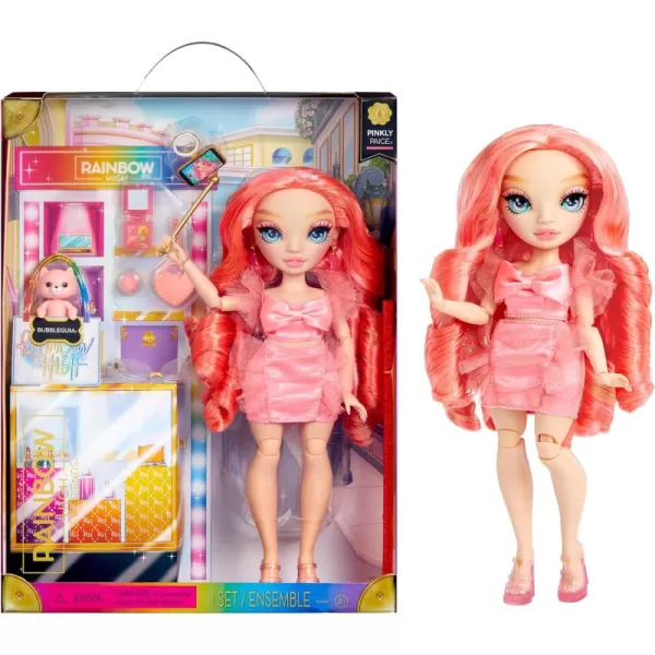 Rainbow High Pinkly - Pink Fashion Doll in Fashionable Outfit, with Glasses &amp; 10+ Colorful Play Accessories. Gift for Kids 4-12 Years and Collectors
