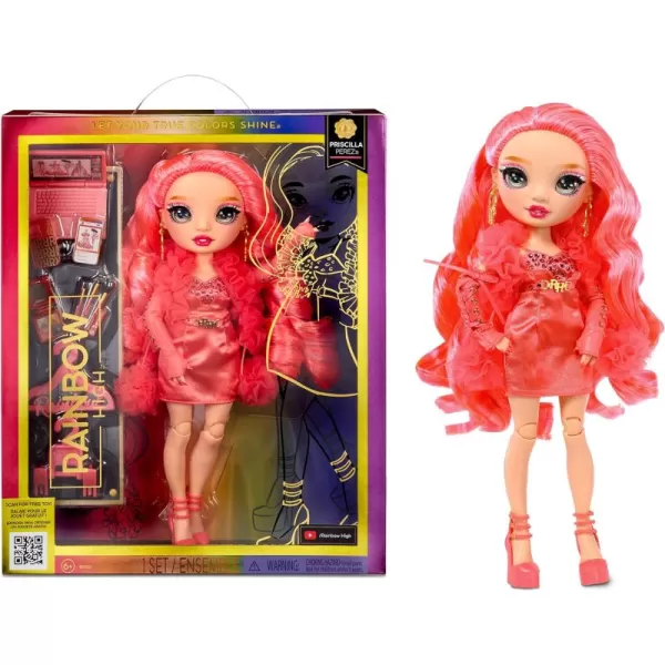 Rainbow High Priscilla- Pink Fashion Doll. Fashionable Outfit &amp; 10+ Colorful Play Accessories. Great Gift for Kids 4-12 Years Old and Collectors.