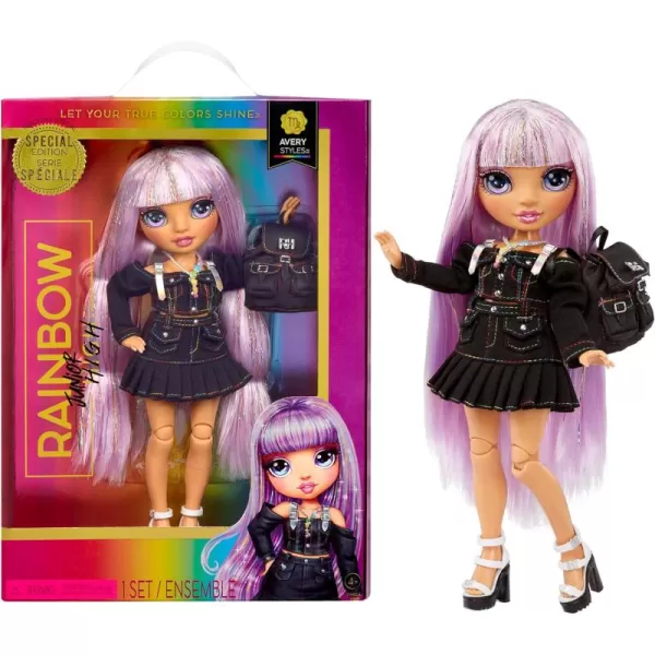 Rainbow High Rainbow Junior High Special Edition Avery Styles- 9" Rainbow Shimmer Hair Posable Fashion Doll with Accessories and Open/Close Soft Backpack. Great Toy Gift for Kids Ages 4-12.