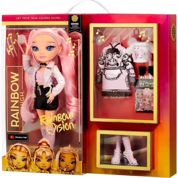 Rainbow High Rainbow Vision Royal Three K-Pop- Minnie Choi Posable Fashion Doll w/2 Designer Outfits to Mix &amp; Match w/Microphone Headset &amp; Band Merch, Great Toy Gift Kids 6-12 Years Old &amp; Collectors