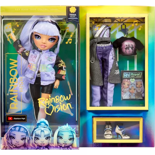 Rainbow High Rainbow Vision Royal Three K-Pop- Tessa Park Posable Fashion Doll w/2 Designer Outfits to Mix &amp; Match w/Microphone Headset &amp; Band Merch, Great Toy Gifts Kids 6-12 Years Old &amp; Collectors
