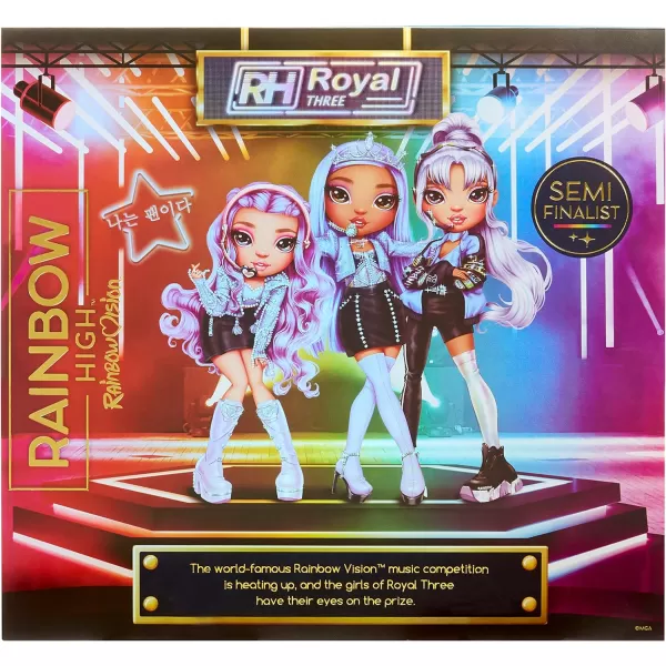 Rainbow High Rainbow Vision Royal Three K-Pop- Tiara Song Posable Fashion Doll w/2 Designer Outfits to Mix &amp; Match w/Microphone Headset &amp; Band Merch, Great Toy Gift Kids 6-12 Years Old &amp; Collectors