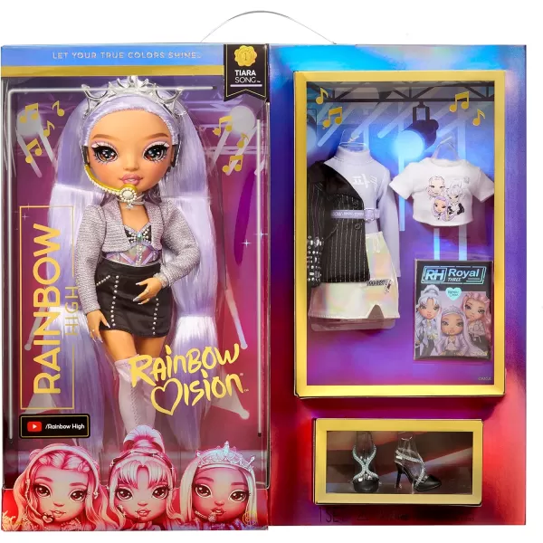 Rainbow High Rainbow Vision Royal Three K-Pop- Tiara Song Posable Fashion Doll w/2 Designer Outfits to Mix &amp; Match w/Microphone Headset &amp; Band Merch, Great Toy Gift Kids 6-12 Years Old &amp; Collectors