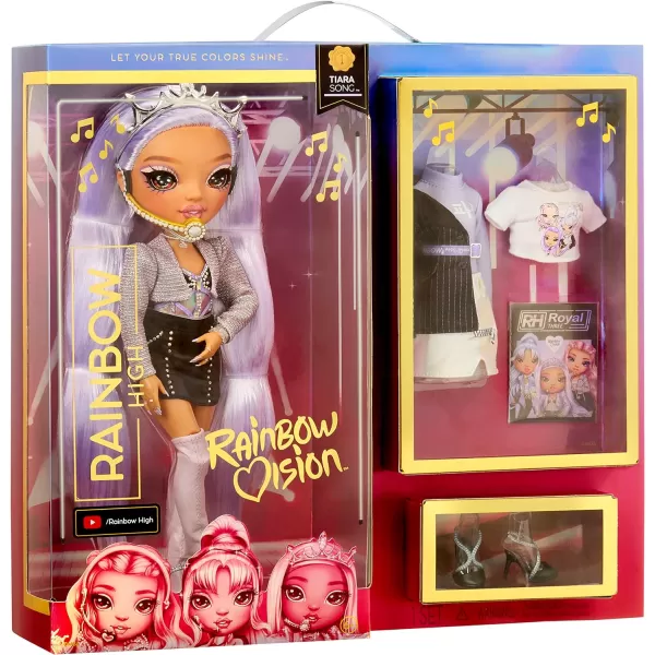 Rainbow High Rainbow Vision Royal Three K-Pop- Tiara Song Posable Fashion Doll w/2 Designer Outfits to Mix &amp; Match w/Microphone Headset &amp; Band Merch, Great Toy Gift Kids 6-12 Years Old &amp; Collectors