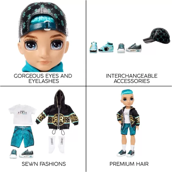 Rainbow High River Kendall – Teal Boy Fashion Doll with 2 Complete Doll Outfits to Mix &amp; Match and Doll Accessories, Great Gift for Kids 6-12 Years Old, Blue