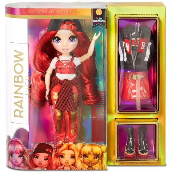 Rainbow High Ruby Anderson - Red Clothes Fashion Doll with 2 Complete Mix &amp; Match Outfits and Accessories, Toys for Kids 6 to 12 Years Old