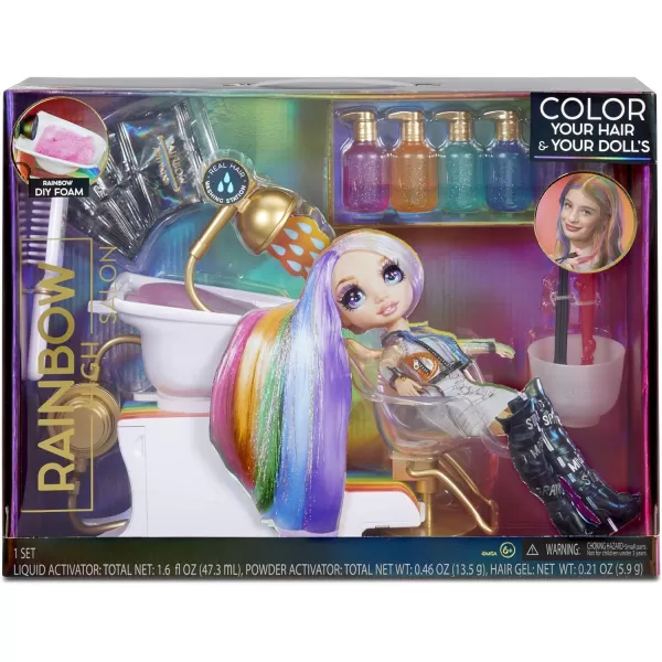 Rainbow High Salon Playset with Rainbow of DIY Washable Hair Color Foam for Kids and Dolls - Doll Not Included