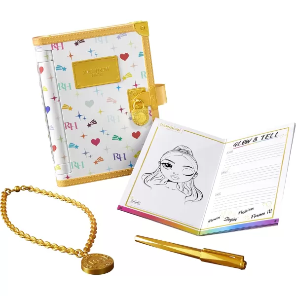 Rainbow High Secret Journal- Fashion Journal with Lock, Activity Book, Pen, and Necklace Charm to Unlock Your Creative Ideas, Kids 6-12 Years,Multicolor