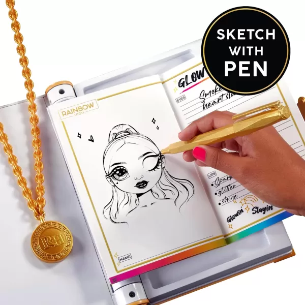 Rainbow High Secret Journal- Fashion Journal with Lock, Activity Book, Pen, and Necklace Charm to Unlock Your Creative Ideas, Kids 6-12 Years,Multicolor