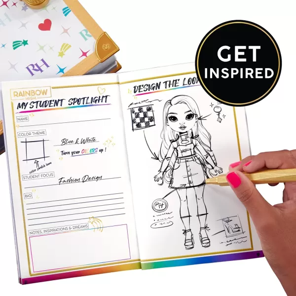 Rainbow High Secret Journal- Fashion Journal with Lock, Activity Book, Pen, and Necklace Charm to Unlock Your Creative Ideas, Kids 6-12 Years,Multicolor