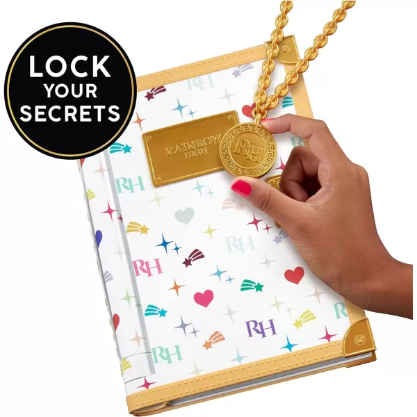 Rainbow High Secret Journal- Fashion Journal with Lock, Activity Book, Pen, and Necklace Charm to Unlock Your Creative Ideas, Kids 6-12 Years,Multicolor