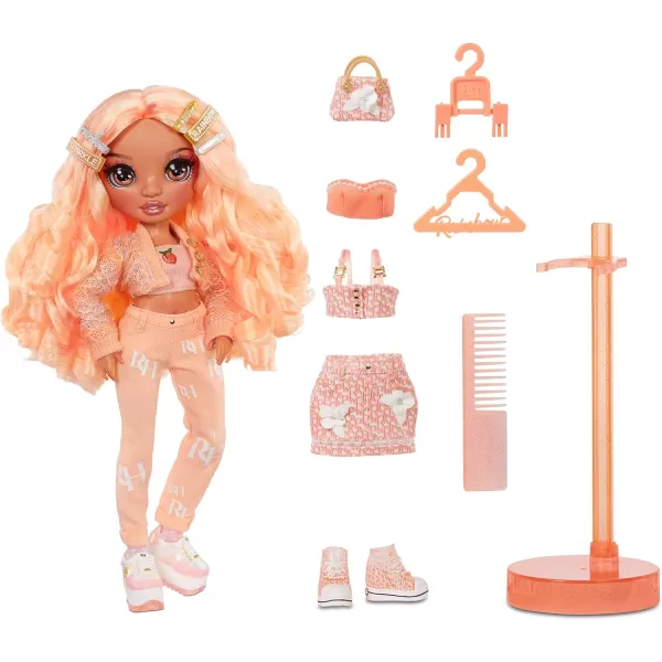 Rainbow High Series 3 Georgia Bloom Fashion Doll – Peach  with 2 Designer Outfits to Mix &amp; Match Accessories, Gift for Kids and Collectors, Toys for Kids Ages 6 7 8+ to 12 Years Old