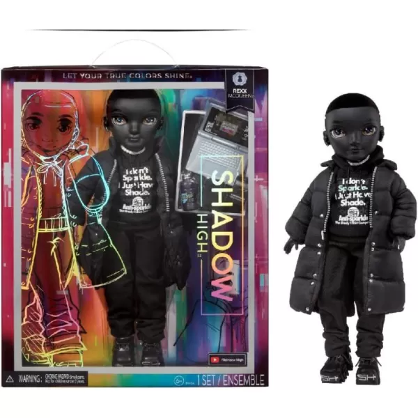 Rainbow High Shadow High Rexx McQueen- Black Color Fashion Doll. Fashionable Outfit &amp; 10+ Colorful Play Accessories. Great Gift for Kids 4-12 Years Old &amp; Collectors