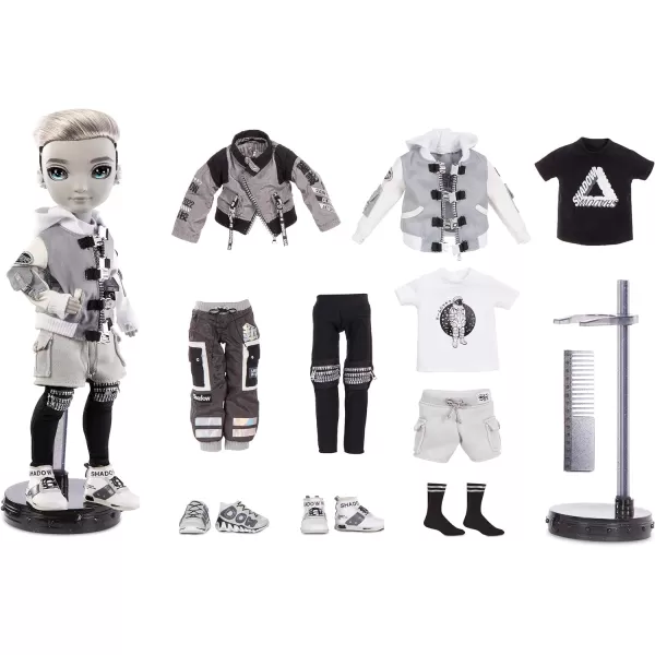 Rainbow High Shadow Series 1 Ash Silverstone- Greyscale Boy Fashion Doll. 2 Silver Designer Outfits to Mix &amp; Match with Accessories, Great Gift, Multicolor, 583578EUC