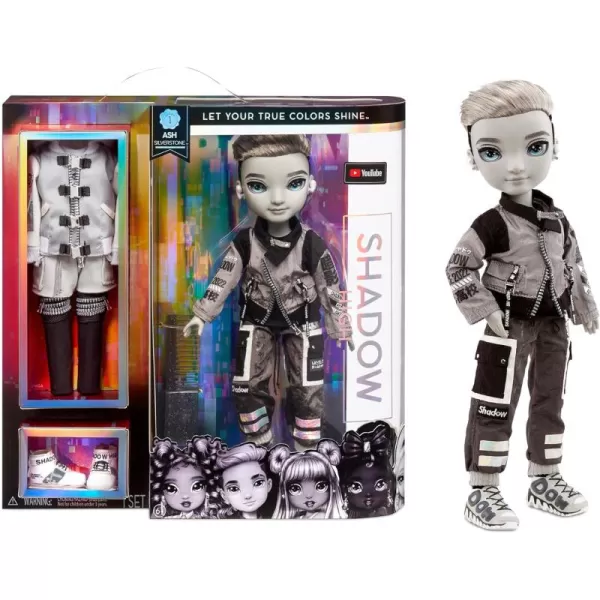 Rainbow High Shadow Series 1 Ash Silverstone- Greyscale Boy Fashion Doll. 2 Silver Designer Outfits to Mix &amp; Match with Accessories, Great Gift, Multicolor, 583578EUC