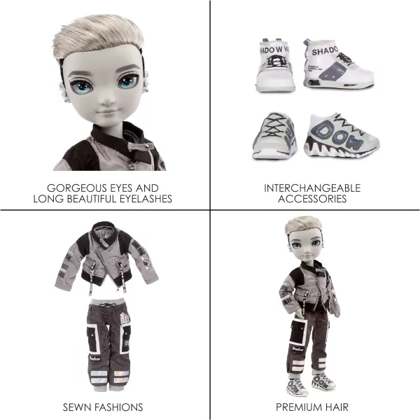 Rainbow High Shadow Series 1 Ash Silverstone- Greyscale Boy Fashion Doll. 2 Silver Designer Outfits to Mix &amp; Match with Accessories, Great Gift, Multicolor, 583578EUC