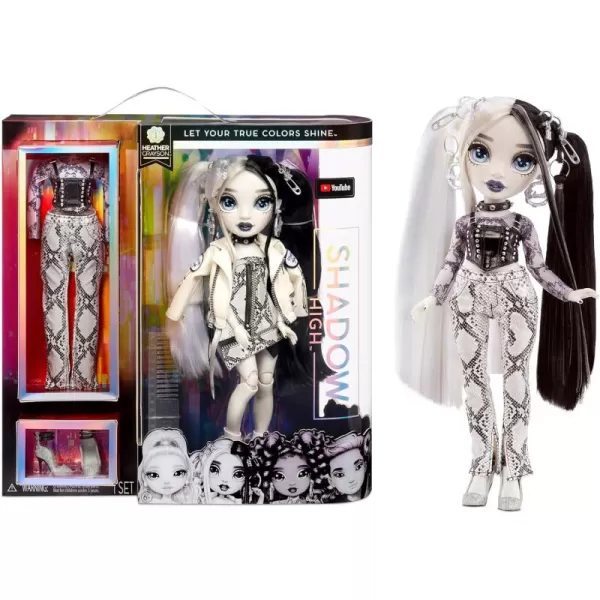 Rainbow High Shadow Series 1 Heather Grayson- Grayscale Fashion Doll. 2 Grey Designer Outfits to Mix &amp; Match with Accessories, Great Gift for Kids 6-12 Years Old and Collectors, Multicolor, 580782
