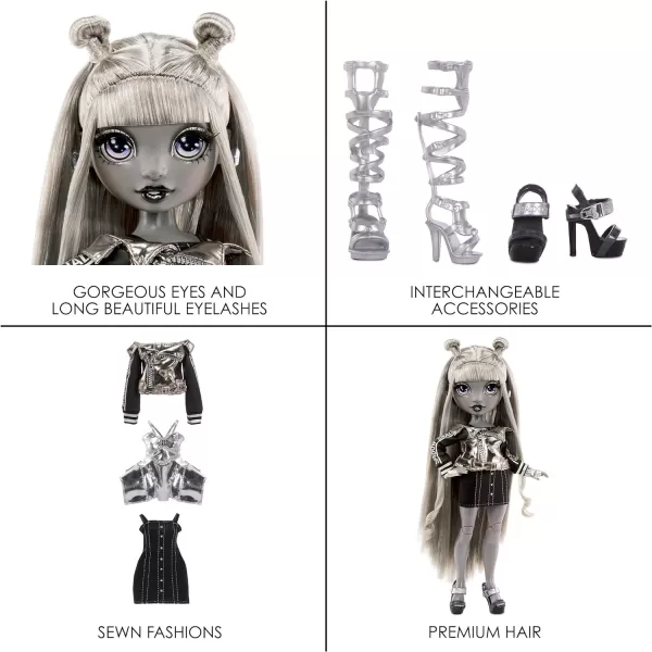 Rainbow High Shadow Series 1 Luna Madison- Grayscale Fashion Doll. 2 Metallic Grey Designer Outfits to Mix &amp; Match, Great Gift for Kids 6-12 Years Old and Collectors