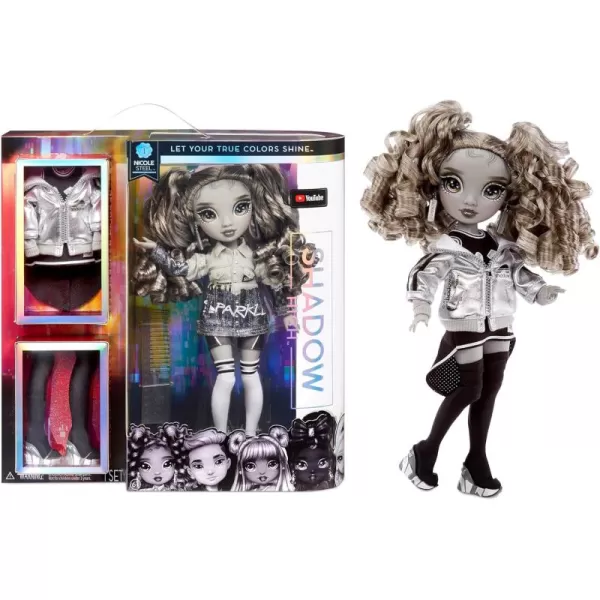 Rainbow High Shadow Series 1 Nicole Steel- Grayscale Fashion Doll. 2 Titanium Designer Outfits to Mix &amp; Match with Accessories, Great Gift for Kids 6-12 Years Old and Collectors, Multicolor, 583585EUC
