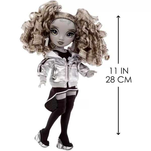 Rainbow High Shadow Series 1 Nicole Steel- Grayscale Fashion Doll. 2 Titanium Designer Outfits to Mix &amp; Match with Accessories, Great Gift for Kids 6-12 Years Old and Collectors, Multicolor, 583585EUC