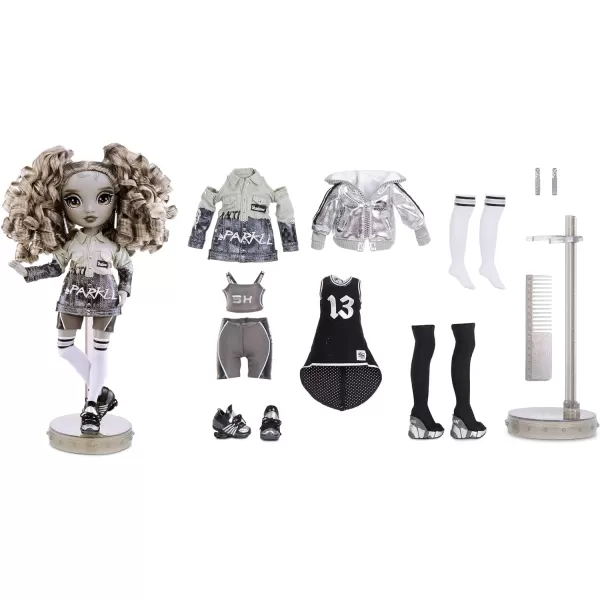 Rainbow High Shadow Series 1 Nicole Steel- Grayscale Fashion Doll. 2 Titanium Designer Outfits to Mix &amp; Match with Accessories, Great Gift for Kids 6-12 Years Old and Collectors, Multicolor, 583585EUC