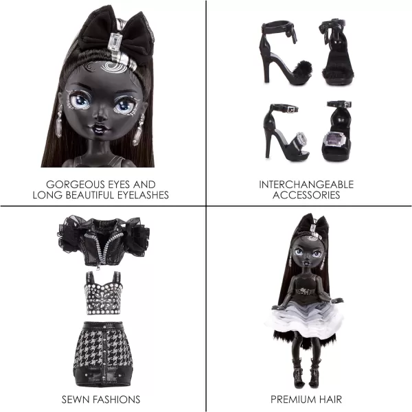 Rainbow High Shadow Series 1 Shanelle Onyx- Grayscale Fashion Doll. 2 Black Designer Outfits to Mix &amp; Match with Accessories, Great Gift for Kids 6-12 Years Old and Collectors, Multicolor, 583554EUC