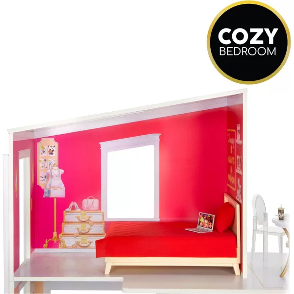 Rainbow High Townhouse 3-Story Wood Dollhouse Playset with 5 Colorful Rooms &amp; Rooftop Patio. Fully Furnished Fashion Home, Working Elevator and Play Accessories, Toy Gift for Kids Ages 4-12+