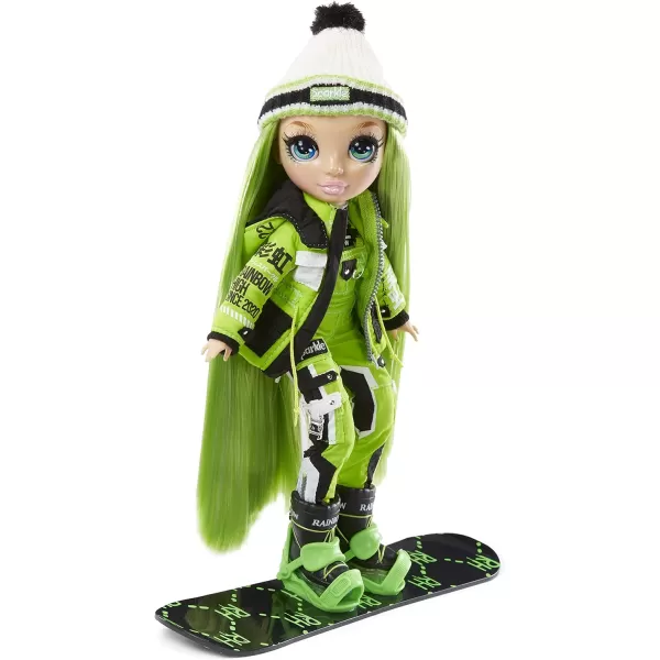 Rainbow High Winter Break Jade Hunter – Green Fashion Doll and Playset with 2 Designer Outfits, Snowboard and Accessories, Kids and Collectors, Toy Gift Ages 6 7 8+ to 12