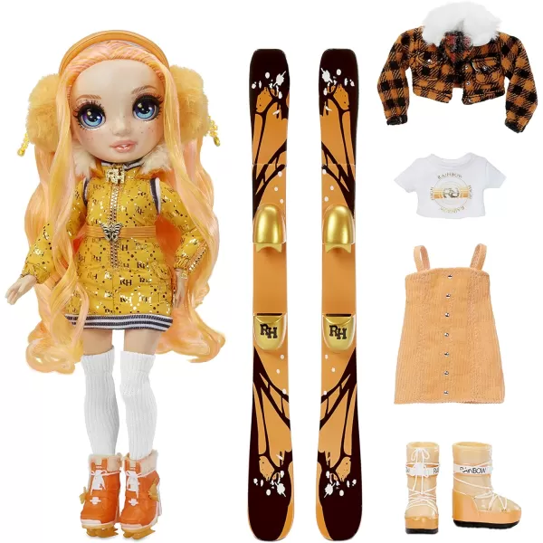 Rainbow High Winter Break Poppy Rowan – Orange Fashion Doll and Playset with 2 Designer Outfits, Pair of Skis and Accessories, Kids and Collectors, Toy Gift Ages 6 7 8+ to 12