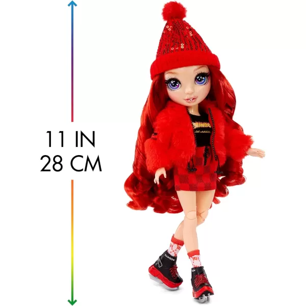 Rainbow High Winter Break Ruby Anderson – Red Fashion Doll and Playset with 2 Designer Outfits, Snowboard and Accessories