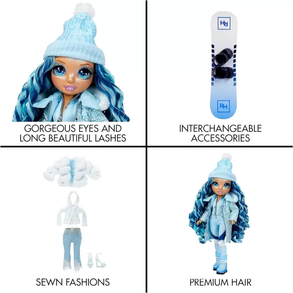 Rainbow High Winter Break Skyler Bradshaw – Blue Fashion Doll and Playset with 2 Designer Outfits, Snowboard Accessories