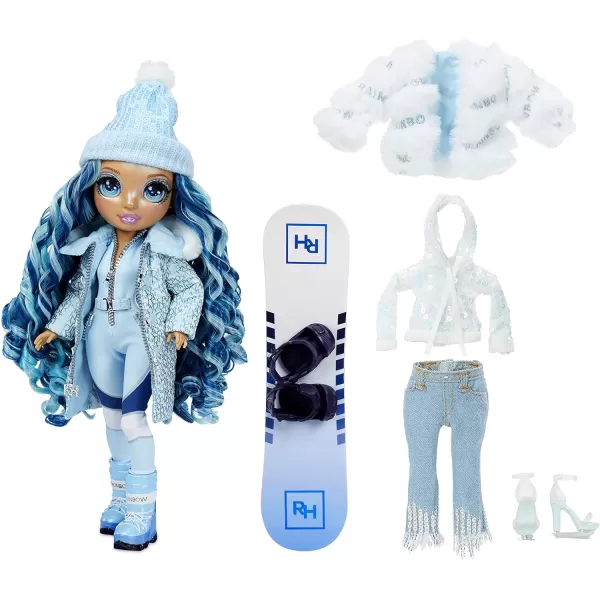 Rainbow High Winter Break Skyler Bradshaw – Blue Fashion Doll and Playset with 2 Designer Outfits, Snowboard Accessories