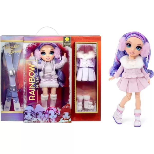 Rainbow High Winter Violet Willow – Purple Fashion Doll and Playset with 2 Designer Outfits, Pair of Skis and Accessories, Gift for Kids and Collectors, Toys for Kids Ages 6 7 8+ to 12 Years Old,574804EUC