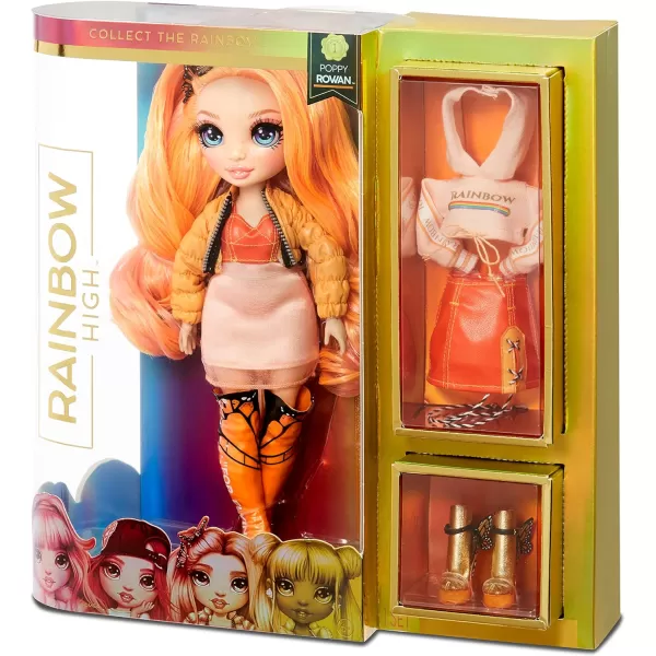 Rainbow Surprise Rainbow High Poppy Rowan - Orange Clothes Fashion Doll with 2 Complete Mix &amp; Match Outfits and Accessories, Toys for Kids 6 to 12 Years Old
