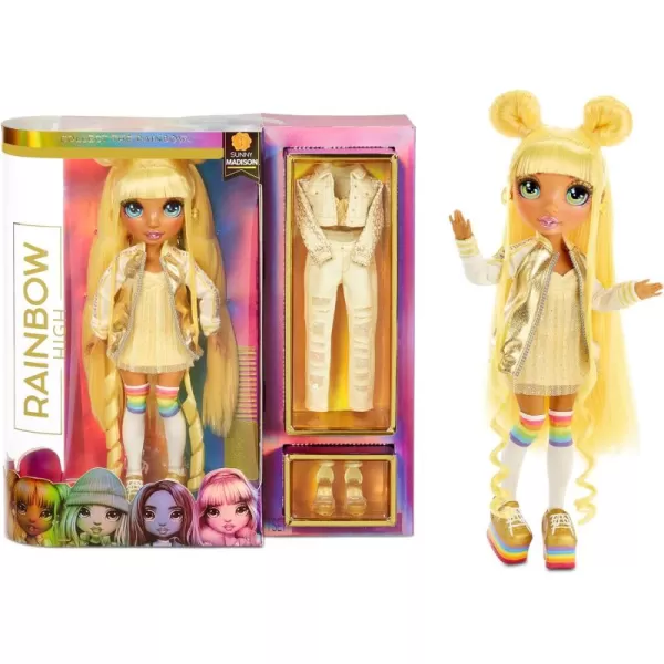 Rainbow Surprise Rainbow High Sunny Madison - Yellow Clothes Fashion Doll with 2 Complete Mix &amp; Match Outfits and Accessories, Toys for Kids 6 to 12 Years Old