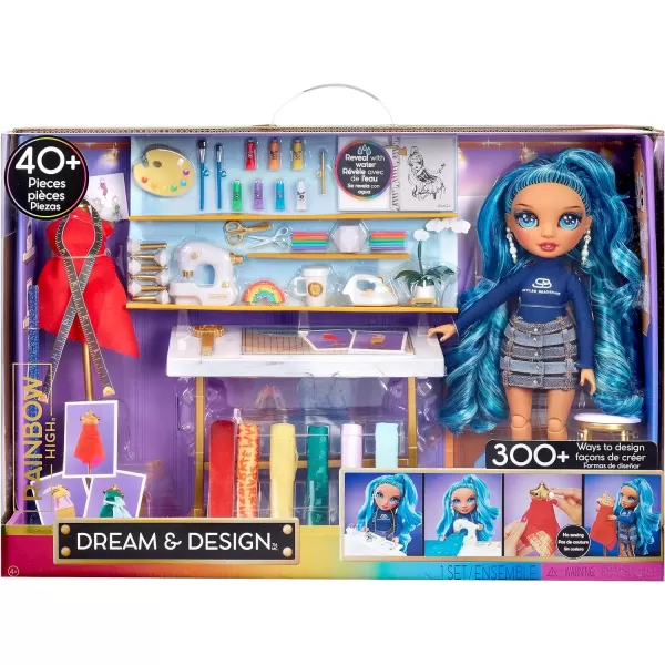 imageRainbow High Dream ampamp Design Fashion Studio Playset Fashion Designer Playset with Exclusive Blue Skyler Doll Plus Easy No Sew Fashion Kit Gift for Kids 412 ampamp CollectorsSingle