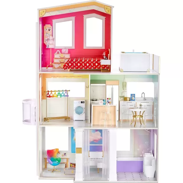 imageRainbow High House  3Story Wood Doll House 4Ft Tall ampamp 3Ft Wide Fully Furnished Fashion Dollhouse Working Hot Tub Shower Elevator 50 Accessories Gift Toy for Kids Ages 6 7 8 to 12 Years