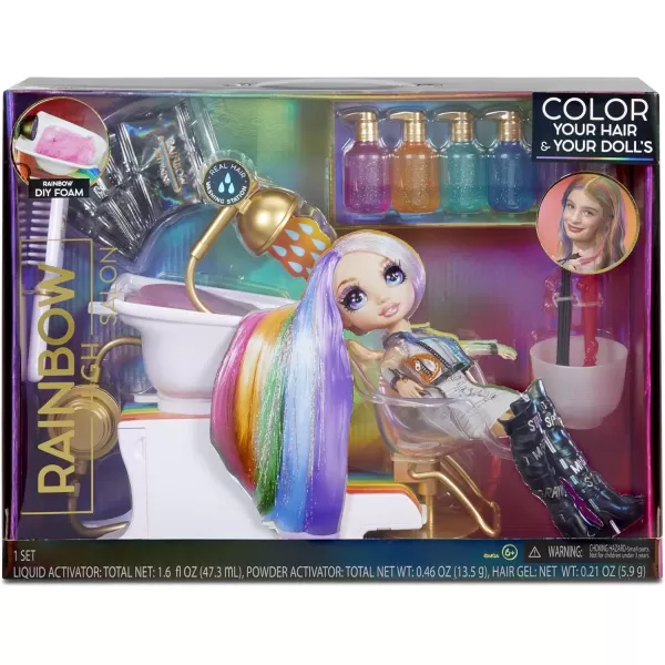 imageRainbow High Salon Playset with Rainbow of DIY Washable Hair Color Foam for Kids and Dolls  Doll Not Included