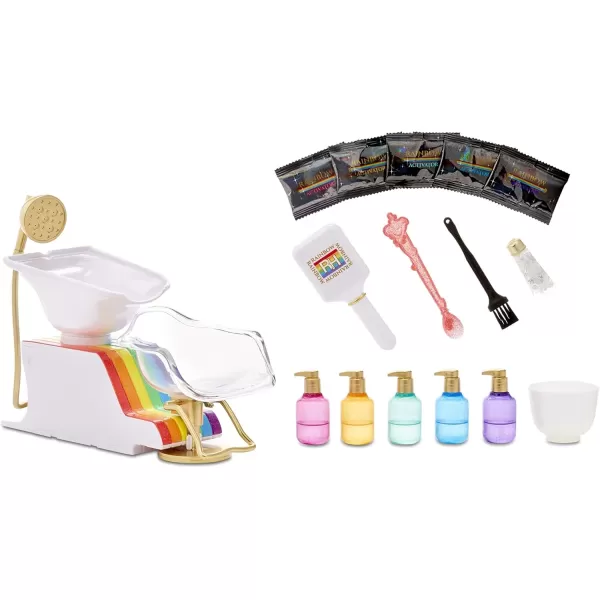 imageRainbow High Salon Playset with Rainbow of DIY Washable Hair Color Foam for Kids and Dolls  Doll Not Included