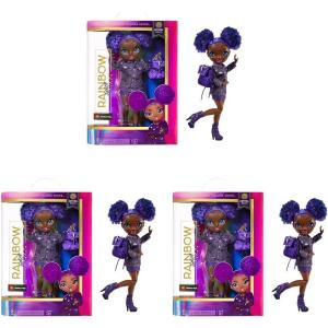 imageRainbow High Jr High Series 2 Krystal Bailey 9quot Purple Posable Fashion Doll with Designer Accessories and OpenClose Backpack Great Toy Gift for Kids Ages 612 Years Old ampamp Collectors9 inch Pack of 3