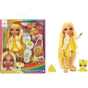 imageRainbow High Sunny Yellow with Slime Kit ampamp Pet Blonde 11quot Shimmer Posable Fashion Doll with DIY Sparkle Slime Magical Yeti Pet Fun Play Accessories Great Toy Gift for Girls Kids Ages 412 Years