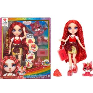 imageRainbow High Ruby Red with Slime Kit ampamp Pet 11quot Shimmer Posable Fashion Doll with DIY Sparkle Slime Magical Yeti Pet Fun Play Accessories Great Toy Gift for Girls Kids Ages 412 Years