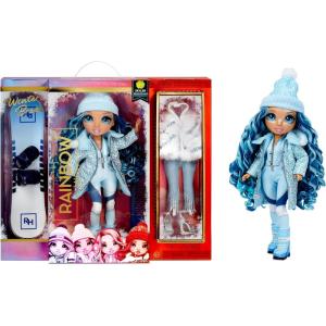 imageRainbow High Winter Break Skyler Bradshaw  Blue Fashion Doll and Playset with 2 Designer Outfits Snowboard Accessories