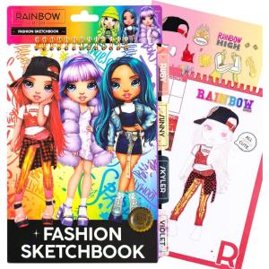 imageHorizon Group USA Rainbow High Scratch n Style Fashion Sketchbook Scratch Art Coloring Book Includes Stencils Crayons Scratch Art Stickers ampamp MoreMulti210933Fashion Sketchbook