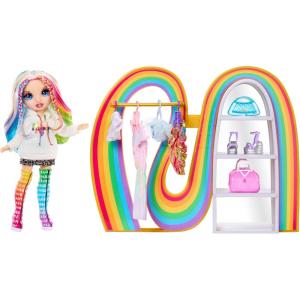 imageRainbow High Amayas Rainbow Closet Playset  Exclusive Rainbow Doll Bonus Fashion and Shoes Purses Hangers Clothes Rack Shelves Kids Gift Ages 4
